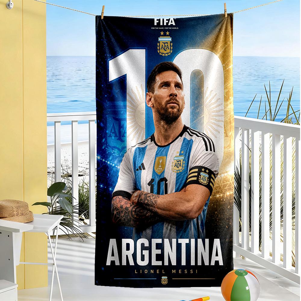Messi Beach Towel High Absorbency & Quick-Dry Comfortable Lightweight Perfect for Traveling Yoga Camping and Swimming