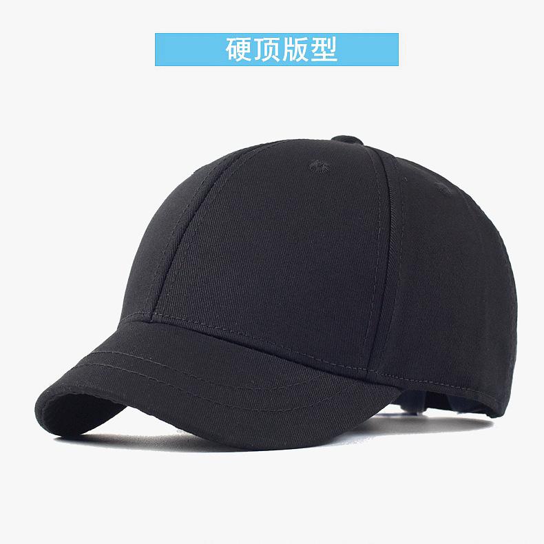 Hard-top baseball cap with a short brim, adjustable metal buckle, suitable for men, and designed to provide sun protection for larger head sizes