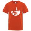 Men's T-shirt High-quality Moon Clean Printing Casual Cool Loose O-neck Men's T-shirt Hip-hop T-shirt
