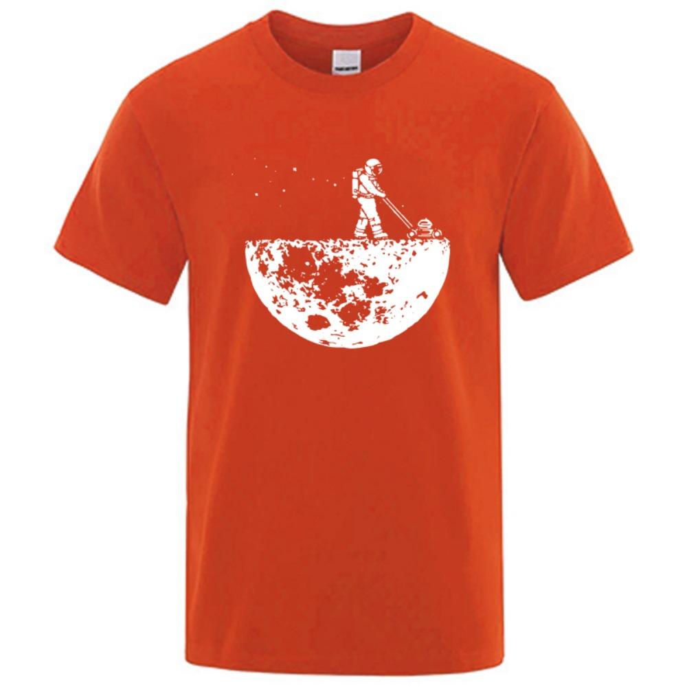 Men's T-shirt High-quality Moon Clean Printing Casual Cool Loose O-neck Men's T-shirt Hip-hop T-shirt