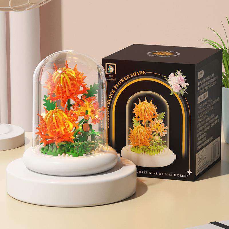 Valentine's Day Eternal Rose Bouquet: Compatible with Lego China Building Blocks, Flower Plant Potted Children's Toy