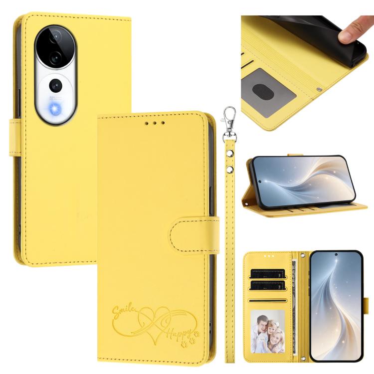 Happy Heart Pattern Magnetic Closure Vegan Leather Phone Case With Wrist Strap For vivo X200 FE