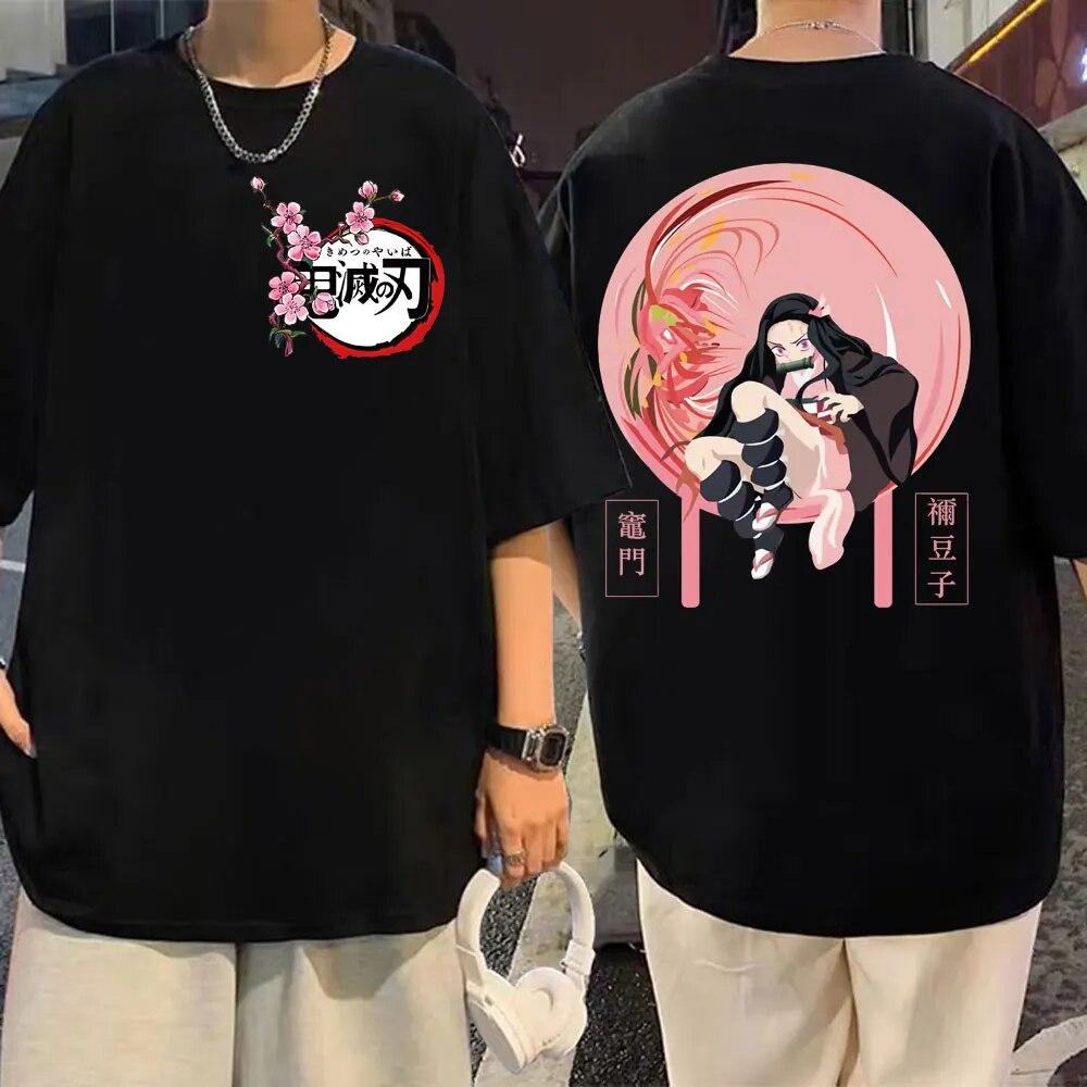 Japan Anime Demon Slayer Kamado Nezuko Print T Shirt Unisex Women Fashion Trend Short Sleeve T Shirts Kawaii Cute Oversized T-shirt