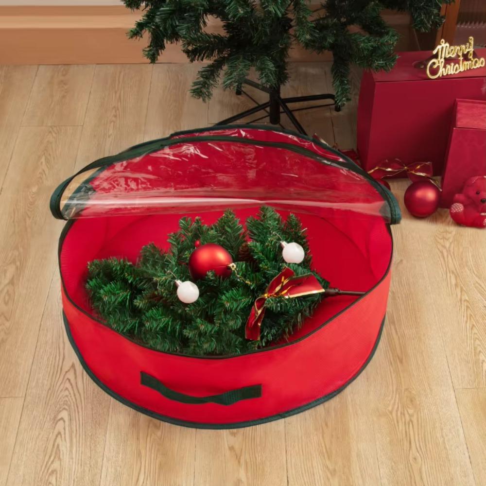 Transparent Window Christmas Garland Organizer Dust-proof Xmas Decor Storage Pouch Holiday