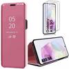 Protective Case - BOOLING - for Samsung Galaxy A35 5G - 360° Flip Cover - Shockproof - Mirror Effect - Pink