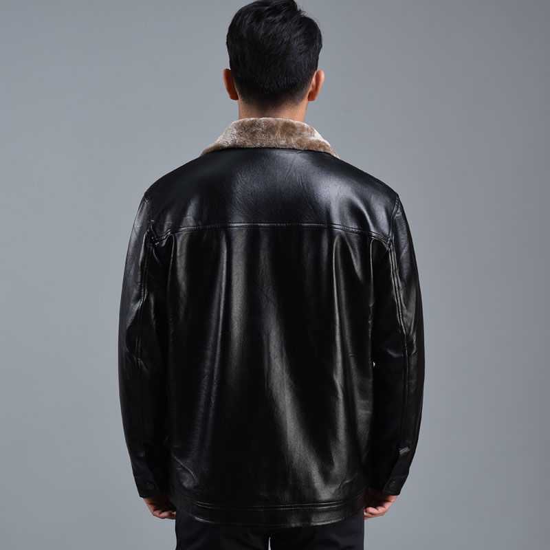 Папина кожаная куртка плюс бархатная и утолщенная мужская зимняя куртка Зимняя мужская повседневная кожаная куртка среднего возраста для людей среднего и пожилого возраста