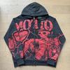 Mens Loose Fit Hoodie Sweatshirt With Print Rhinestone Streetwear Casual Top
