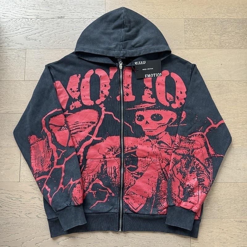 Mens Loose Fit Hoodie Sweatshirt With Print Rhinestone Streetwear Casual Top