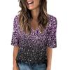 Women's V Neck T Shirts Half Sleeve Tops Printed Casual Summer Tees T Shirt Blouse