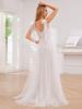 Ever-Pretty Women's Exquisite Deep V Neck Sleeveless Lace Tulle Empire Waist Wedding Dresses with Bowknot Bandage