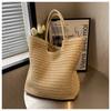 Новая летняя отпускная сумка из плетеной соломки, женская повседневная сумка-тоут большой вместимости, темпераментная простая портативная пляжная сумка