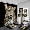 4 шт. леопардовая серия, наборы занавесок для душа для ванной комнаты, нескользящие коврики для ванной комнаты, крышка для унитаза, коврик для ванной