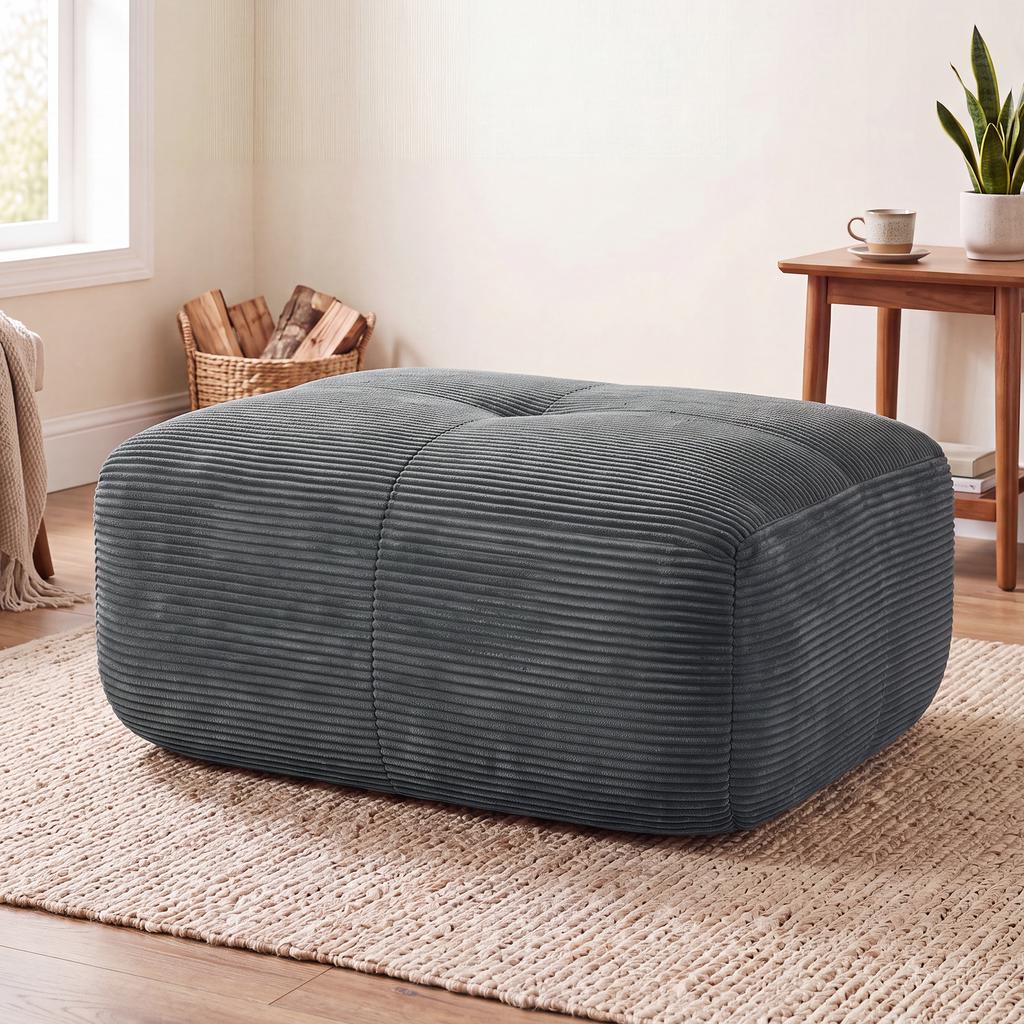 Hamlet Ottoman Corduroy Fabric-Grey