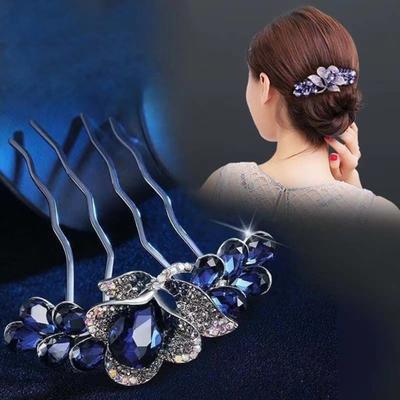 Нескользящая волна с зубцами, изысканная расческа для волос, женская горный хрусталь, цветочный декор, свадебная палочка для волос, аксессуары для волос