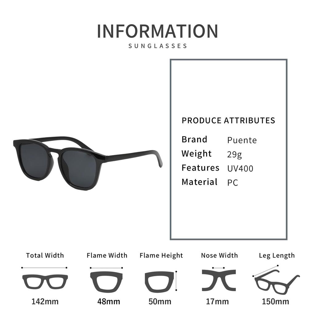 Прозрачный Прозрачный Средний Для УФ-защиты от УФ-излучения [Puente] Солнцезащитные очки, Мужские, Стильные, Женские, Серые, Серые, Прозрачные, Оправа, Серые, Квадратные, Плоские, Квадратные,