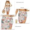 Women Beach Sarongs Sheer High Waist Side Tie UV Protection Ruffle Hem Beach Cover Ups Bathing Suit Wrap Floral Print