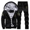 Winter 2 Piece Tracksuits Men Sets Casual Thicken Fleece Warm Hooded Jacket Pants Sweatshirt Sportswear Coats Hoodie Track Suits