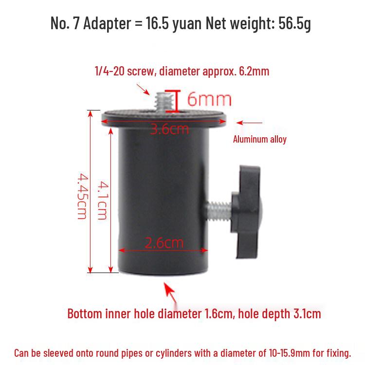 Live Broadcast Photography Light Stand Adapter – 1/4" Screw Tripod Bracket for Background and Horizontal Pipe Conversion.