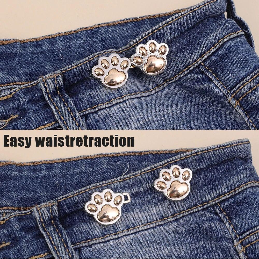 Zinc Zinc Alloy Puppy Paw Pants Button Tightener Waist Buckle Cat‘s Paw Twist Chain Brooches Skirts