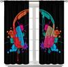 Colorful Graffiti Curtains Music Headphones DJ Art Print Blackout Window Drapes for Bedroom Living Room Kitchen Cafe Decor