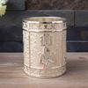 Retro Egyptian Embossed Pen Stand Cylinder Shape Alloy Pen Cup Desktop Organiser Storage Box for Office Desk Decoration