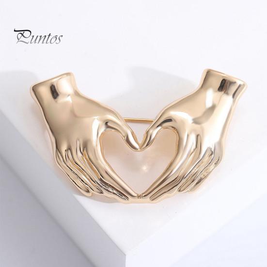 Creative Hands-in-Heart Brooch Pin Simple Elegant Retro Sweater Pin Suit Lapel Badge Coat Accessories
