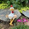Sitting Cartoon Chicken Statues Funny Chicken Decor Sculpture for Garden Backyard Resin Chicken Figurine Cute Animal Statues Farmhouse Tabletop Decor