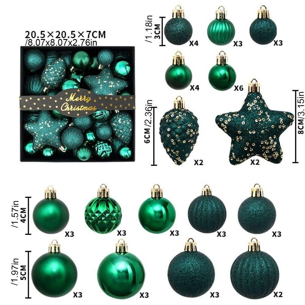 50Pcs/Set Plastic Xmas Tree Hanging Balls Star Christmas Ball Ornaments Party Decorations