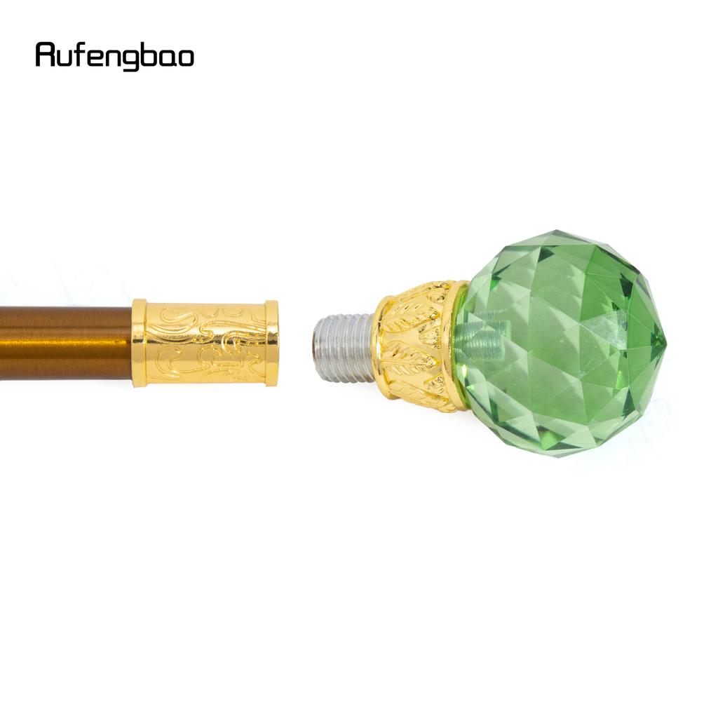 Green Glass Ball Golden Walking Cane Fashion Luxury Stick Cane Stage Cane Decorative Cosplay and Parties, for Cosplay & Party