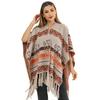Shawl Geometric Fringed Scarf Knitted Cape Dual-Purpose Women'S Cape