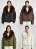 Loose shoulder short cotton-padded clothes for women's light luxury large fur collar lapel cotton-padded jacket, multi-color optional single winter