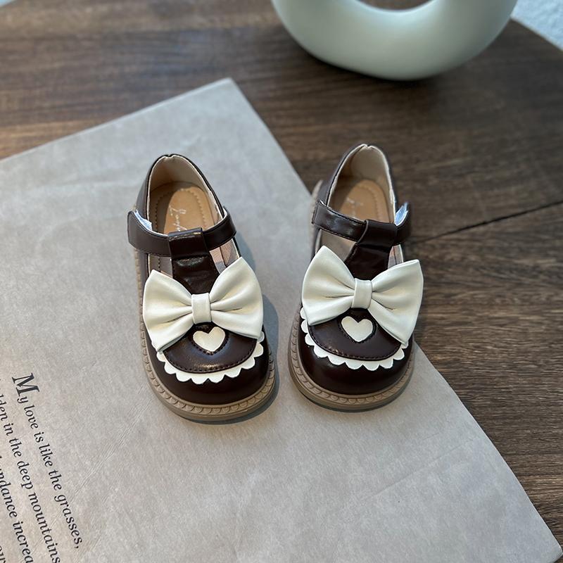 2024 Новые универсальные мягкие кружевные туфли в стиле Лолиты для девочек, кожаные туфли на платформе с Т-образным ремешком, милые детские повседневные мокасины с круглым носком