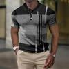 3D Digital Print Men Summer Short Sleeve Fashion Casual Lapel Polo Shirt .