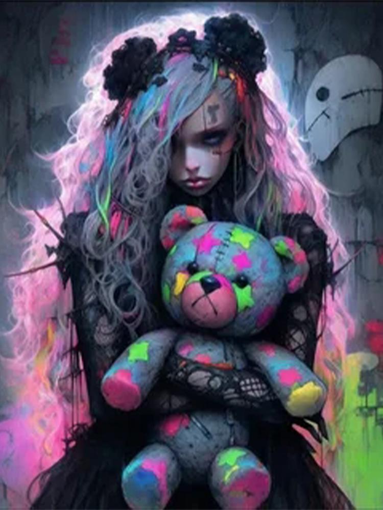 5DDIYGothic мультяшная девушка, алмазная мозаика, квадратная круглая алмазная картина, новинка 2024 года, мультяшная фея, подарок на Хэллоуин, украшение для дома
