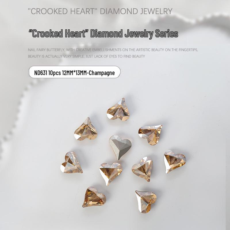 «10 аксессуаров для нейл-арта в форме сердца с заостренным дном, прозрачными и цветными бриллиантами»