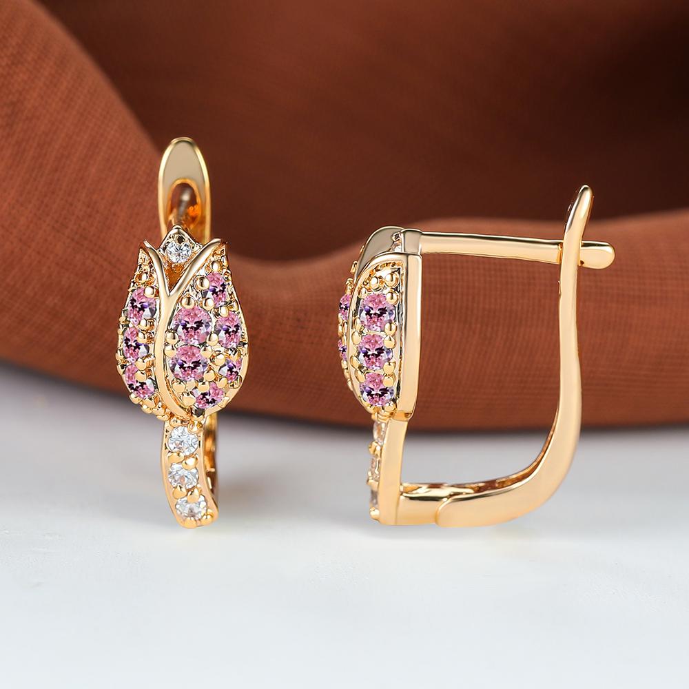 Красный, Желтый, Синий, Зеленый Камень, Серьги с Цветком Розы, Винтажные Свадебные Серьги Золотого Цвета, Многоцветные Серьги с Цирконом, Ювелирные Изделия ко Дню Святого Валентина