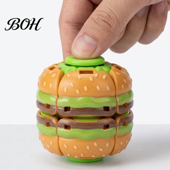 Hamburger Sensory Toys Press Fidget Spinner, Stress Relief to Spin Burger Toy, Adults Decompression Spinning Ball Desk Toy for Office, Home,