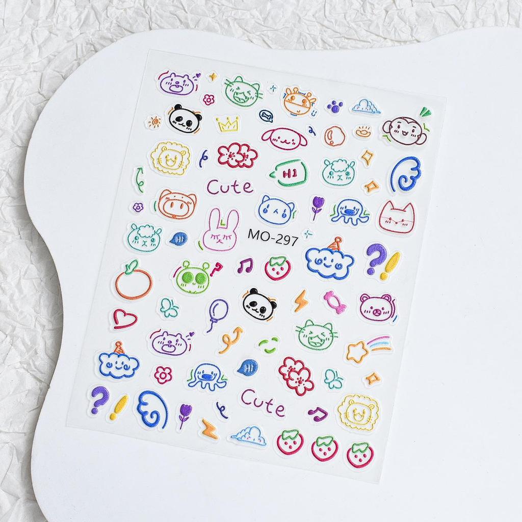 Nail Art Stickers: Sweet Graffiti Lines, Cute Patterns & Heart Decals
