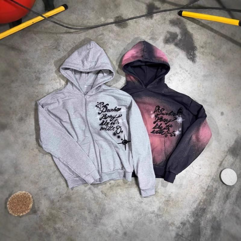 Womens Hooded Long Sleeve Sweatshirt With 3D Digital Letter Print Streetwear Casual Top