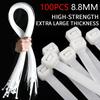 100Pcs Nylon Large Nylon Cable Ties Width 8.8mm Cable Tie Set for Cable Wire Bundling