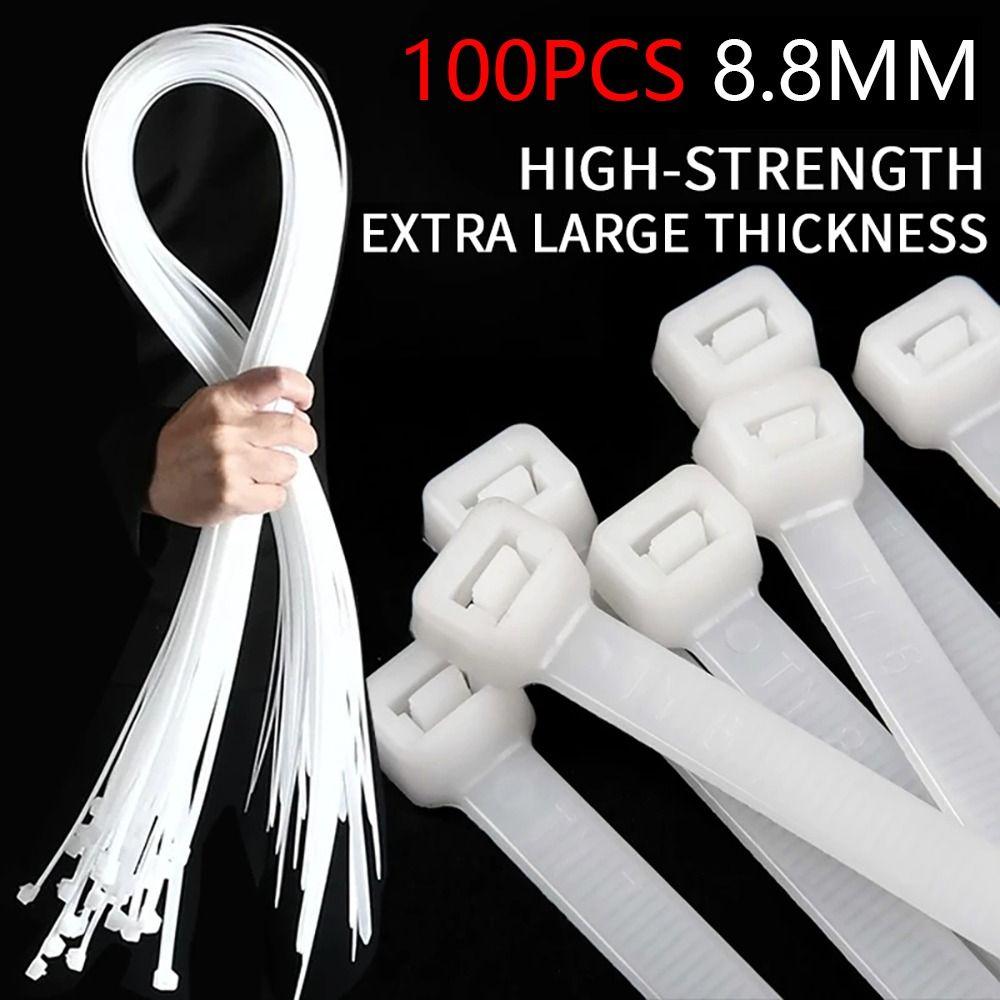 100Pcs Width 8.8mm Large Nylon Cable Ties Nylon Cable Zip Ties  for Home Office Cord Management