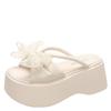 Fashion Women Bow Chunky Slippers Summer Ladies Beach Flip-Flops Wedges Heels Outside Sandals Woman High Platform Leather Shoes 8CM