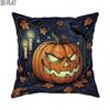 2D Flat 1pc Halloween Spooky Pumpkin Throw Pillow Covers Orange Pillowcases One Sided Printing Without Pillow Inserts Sofa Bed Decor for Bedroom Livin