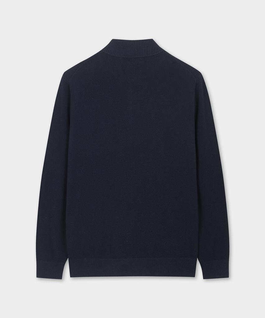 BROOKS BROTHERS Tuck Knit Full Zipper Sweater (Navy) (Bbwzmbg103)