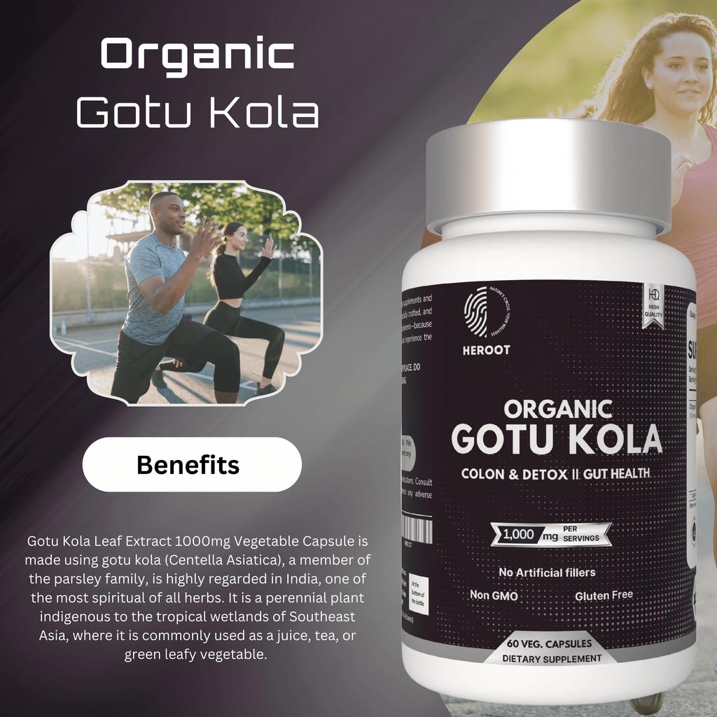 Organic Gotu Kola 1000mg Capsules Improves Memory, Blood Pressure Control