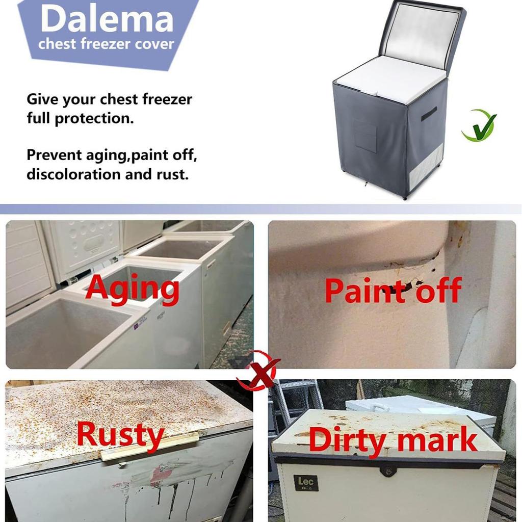 Heavy Duty 210D Waterproof Outdoor Freezer Cover, 7.0 Cubic with Top Zipper