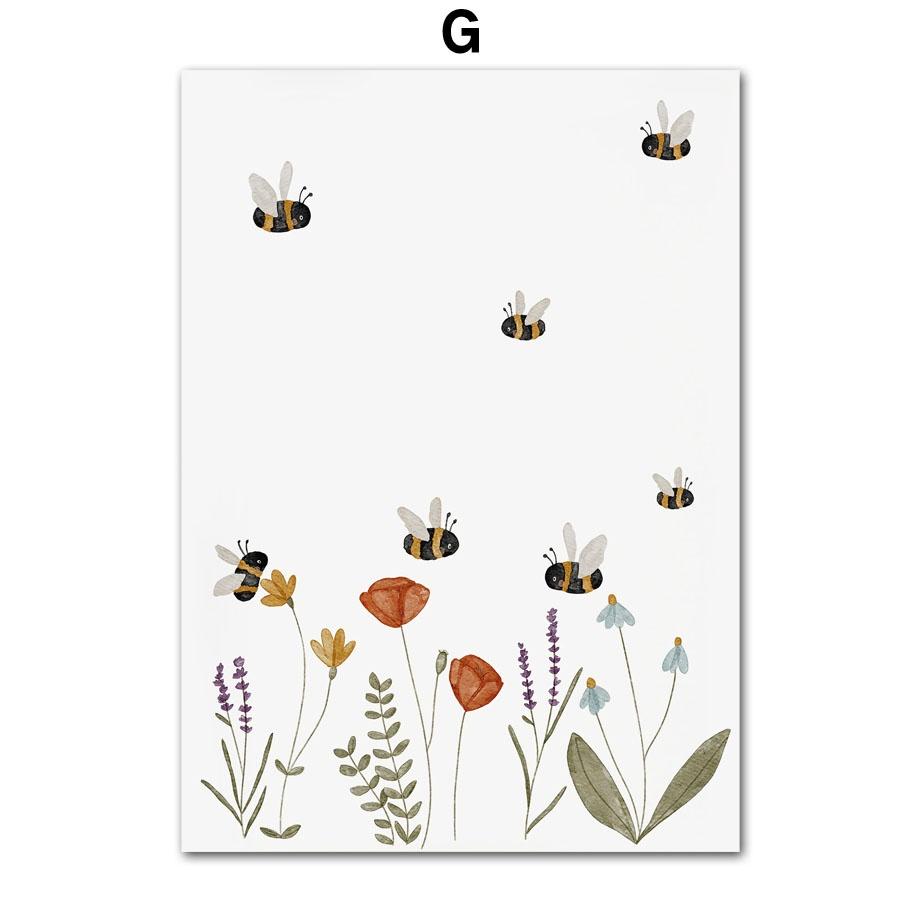 Cute Boho Animal Bear Hedgehog Koala Bee Rabbit Nursery Wall Art Canvas Poster And Prints Baby Kids Room Decor