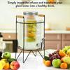 5 Litre Glass Water Dispenser with Tap, Infuser & Stand - Air Tight Lid Detox Water Jar - Mason Jar - Counter Tabletop Juice