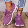 Women's Casual Running Shoes Soft Sole Breathable Knitted Sneakers Woman Comfort Non Slip Walking Shoes Purple Platform Sneakers