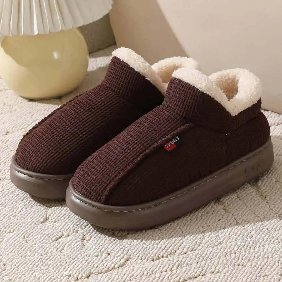 NEW Men Plush Fur Slippers Winter Warm Outdoor Fluffy Soft Cotton Men Boots Indoor Home Fashion Fur Cozy Furry Men Flat Shoes